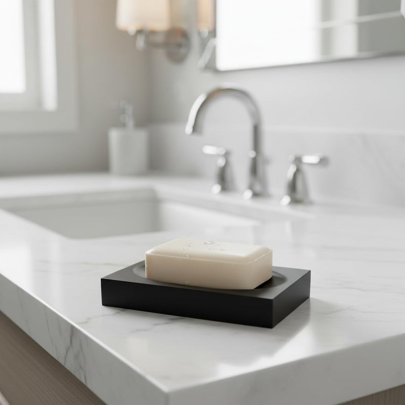 Jincrop Matte Black Soap Dish Holder Matte Soap Dish,Soap Holder for Bathroom Kitchen Wash Room Vanity to Place Soap, Sponges, Small Jewelry Tray Storage and so on.(Black) - Image 2